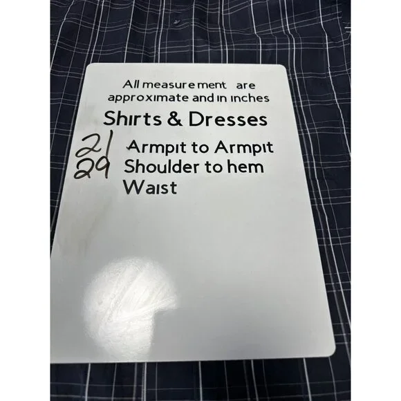 Lacoste Mens Navy & White Plaid Long Sleeve Button-Up Shirt Size 40 M - Picture 9 of 9